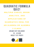 Quadratic Formula Quiz