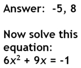 Quadratic Formula "Scavenger Hunt"
