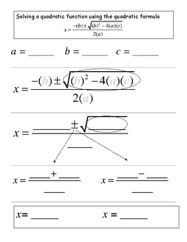 Preview of Quadratic Formula Template