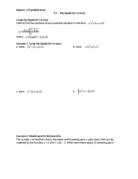 Quadratic Formula guided notes by Varsity Algebra | TpT