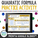 Quadratic Formula with Real Solutions Practice Activity - 
