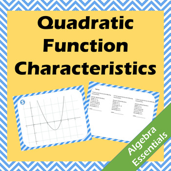 Preview of Quadratic Function Characteristics Scavenger Hunt - Vertex, Domain, Range, etc