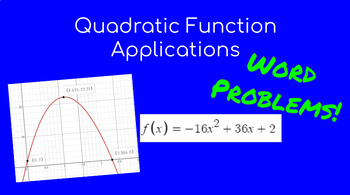 Preview of Quadratic Function Word Problems -- Video Notes w/ Graphic Org. and Worksheet