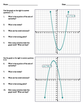 Preview of Quadratic Functions - 5 Worksheet Bundle