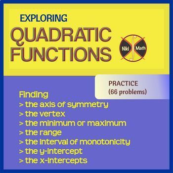 Preview of Quadratic Functions - 66 PRACTICE Problems CLASSIFIED into 7 categories