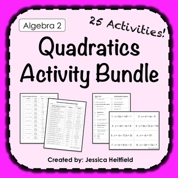 Preview of Quadratic Functions Activities Bundle: Algebra 2