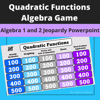 Preview of Characteristics of Quadratic Functions Algebra Game - Jeopardy style PowerPoint