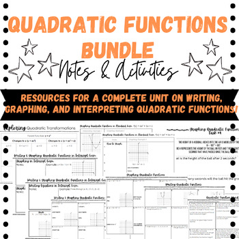 Preview of Quadratic Functions BUNDLE: Standard Form, Vertex Form, Intercept Form & Review