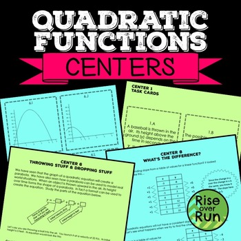 Preview of Graphing Quadratic Functions Activity Centers & Task Cards