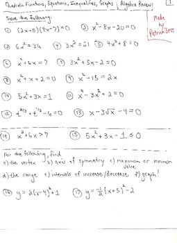 Quadratic Functions : Equations , Inequalities and Graphs by PatrickJMT