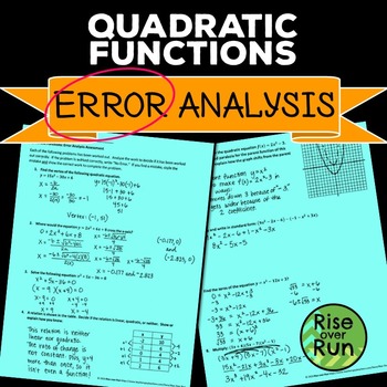 Preview of Quadratic Functions Error Analysis Practice Worksheet