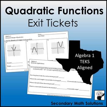 Preview of Quadratic Functions Exit Tickets (or Warm-ups) (A7A, A6B, A6C, A6A, A7C)