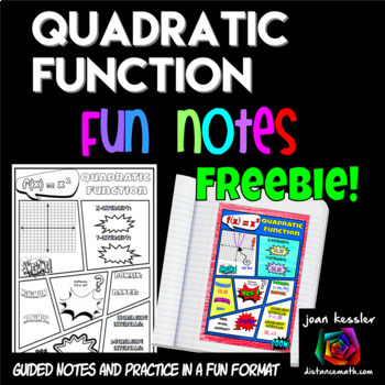 Preview of Quadratic Functions FUN Notes Doodle Pages FREEBIE!
