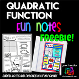 Quadratic Functions FUN Notes Doodle Pages FREEBIE!