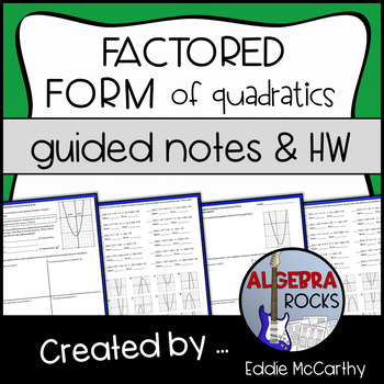 Preview of Factored Form and Zeros of Quadratic Functions - Guided Notes