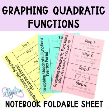 Preview of Quadratic Functions Foldables (Graphing en vertex, intercept and standard form)