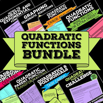 Preview of Quadratic Functions Bundle for Algebra 1