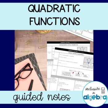Preview of Quadratic Functions Guided Notes Standard Vertex Intercept Form of Parabolas