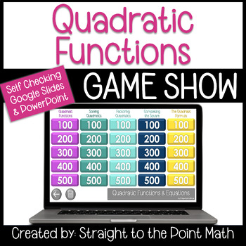 Preview of Quadratic Functions | Jeopardy Game | Algebra 1 | Google Slides & PowerPoint