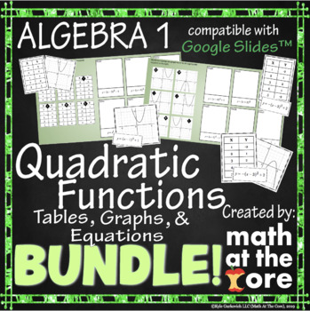 Preview of Quadratic Functions - BUNDLE Tables, Graphs, & Equations for Google Slides™