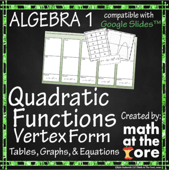 Preview of Quadratic Functions - Matching - Tables, Graphs & Equations for Google Slides™