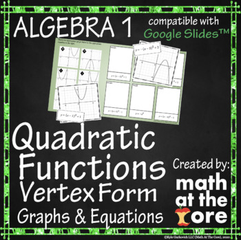 Preview of Quadratic Functions - Vertex Form - Graphs & Equations for Google Slides™