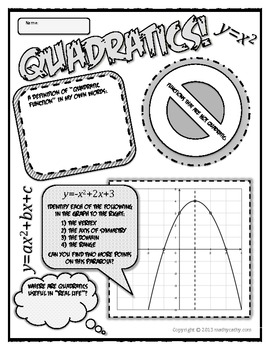Preview of Quadratic Functions Poster!  A Graphic Organizer in Disguise