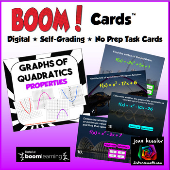 Preview of Quadratic Functions Properties Digital BOOM Cards   