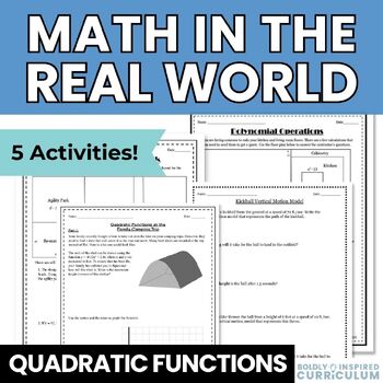 Preview of Solving Quadratic Equations Real World Word Problems for Algebra 1 & 2