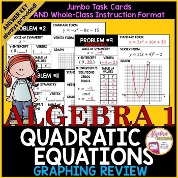 Preview of Quadratic Functions Review Foldable Booklet | Jumbo Task Cards