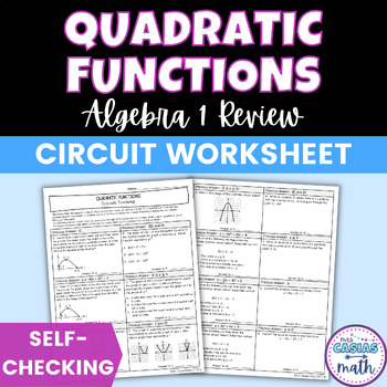 Preview of Quadratic Functions Review Worksheet Self Checking Circuit Activity