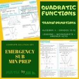 Quadratic Functions Transformations Lesson + Worksheet + A