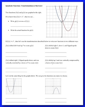 quadratic functions homework 6