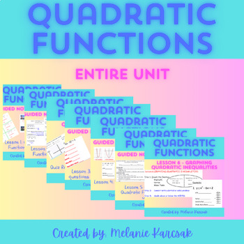 Preview of Quadratic Functions Unit