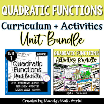 Preview of Quadratic Functions Unit Bundle with Activities