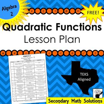 Preview of Quadratic Functions Unit Lesson Plan for Algebra 2