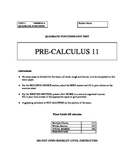 Quadratic Functions Unit Test with FULL SOLUTIONS