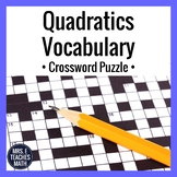 Quadratic Functions Vocabulary Crossword Puzzle