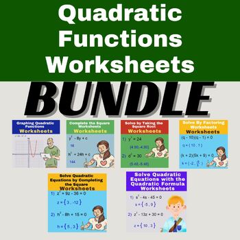 Preview of Quadratic Functions Worksheets Bundle - Algebra 1