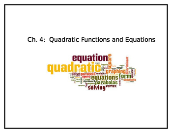 Preview of Quadratic Functions and Equations