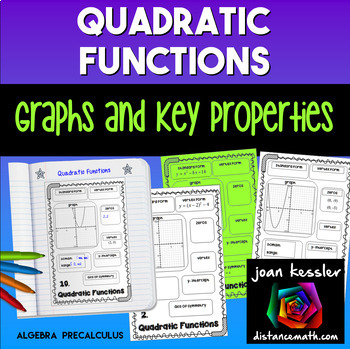 Preview of Quadratic Functions Key Features and Graphs Parabolas
