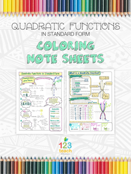 Preview of Quadratic Functions in Standard Form Coloring Note Sheets