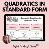 Quadratic Functions in Standard Form Digital Escape Room Activity