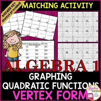 Preview of Graphing Quadratic Equations | Vertex Form to Graph | Matching Activity