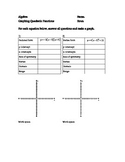 Quadratic Graphing - All three forms - Prentice Hall Supplement