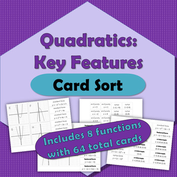 Preview of Quadratic Key Features Card Sort