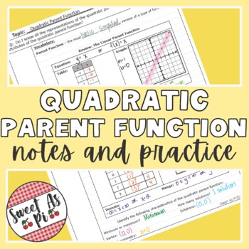 Preview of Quadratic Parent Function - Guided Notes