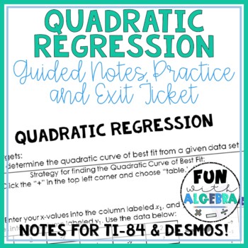 Preview of Quadratic Regression EDITABLE Guided Notes