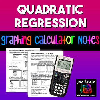 Preview of Quadratic Regression | TI-84 Graphing Calculator Reference Sheets