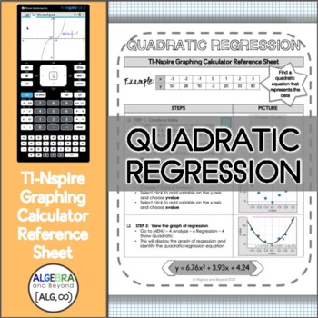 Preview of Quadratic Regression | TI-Nspire Calculator Reference Sheet and Practice